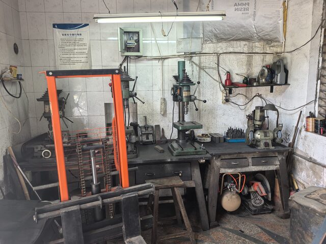 The old drill-press bench